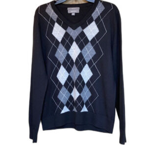 Merona merino wool argyle black and white sweater